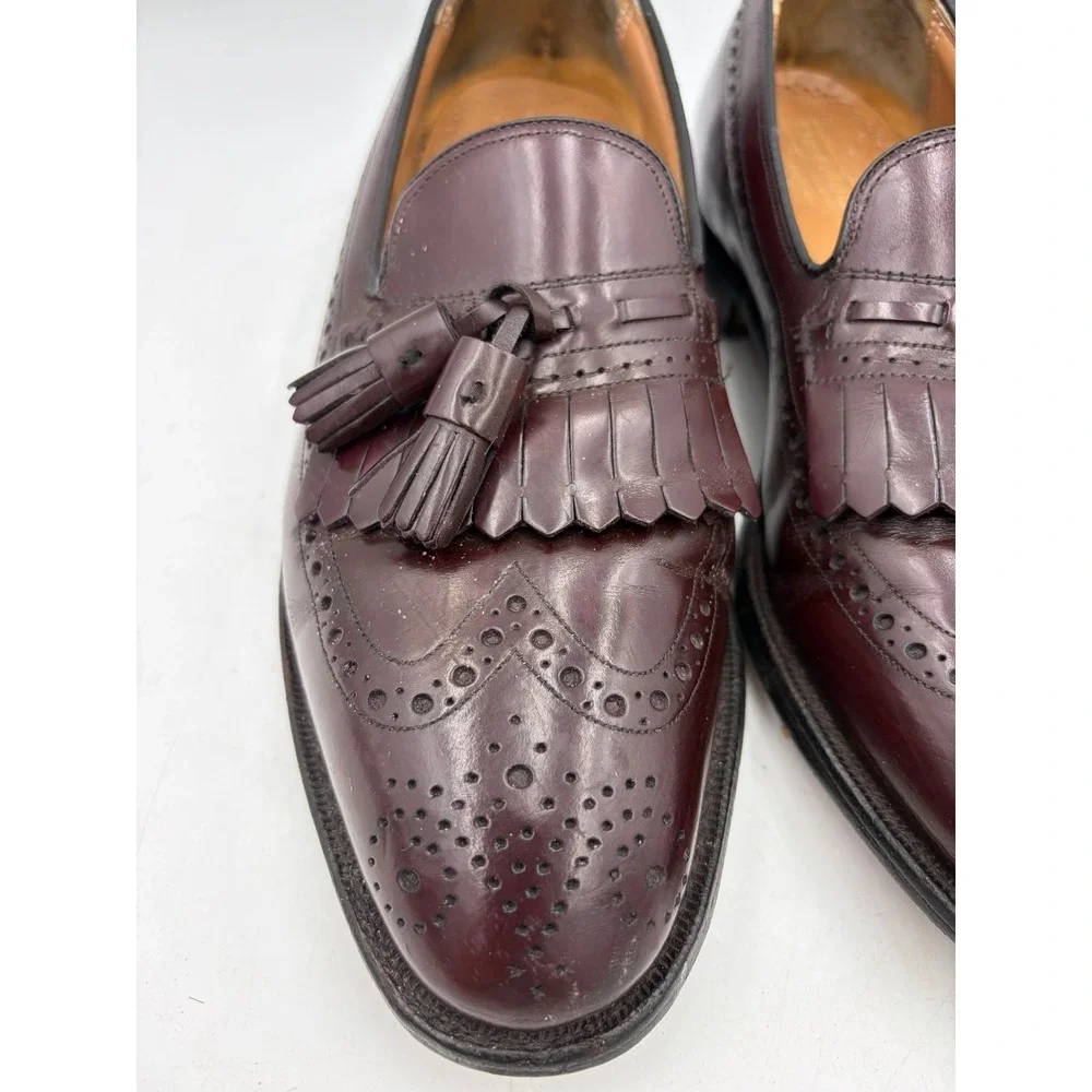 Vintage Johnston & Murphy Burgundy Leather Tassel Kiltie Wingtip Dress Shoes 7.5